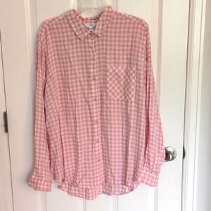 Time And Tru Gingham Long Sleeve Button Down Top - XXXL